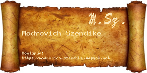 Modrovich Szendike névjegykártya